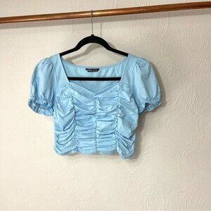 SHEIN Blue Puff Sleeve Top